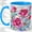Blue, variant on Pink Rose Coffee Mug, Stained Glass Floral Art, Romantic Daily Tea Sips