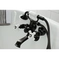 thumbnail image 3 of Kingston Brass KS265PXORB Kingston Three-Handle 2-Hole Tub Wall Mount Clawfoot Tub Faucet with Hand Shower in Oil Rubbed Bronze, 3 of 7