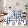thumbnail image 3 of Manfei Checkered Art Queen Comforter Set,Geometric Plaid Comforter Sets Queen,White Navy,Reversible,3-Piece,1 Comforter and 2 Pillowcases,3-Piece,1 Comforter and 2 Pillowcases, 3 of 7
