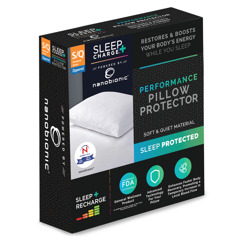 SleepCharge Powered by Nanobionic Pillow Protector, Standard/Queen