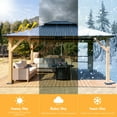 thumbnail image 2 of Jocisland 13' x 15' Hardtop Gazebo,Aluminum Frame Outdoor Gazebo with Iron Roof Double Roof, Wood Gazebo for Patio, Backyard, Lawns, Parties, Black, 2 of 7