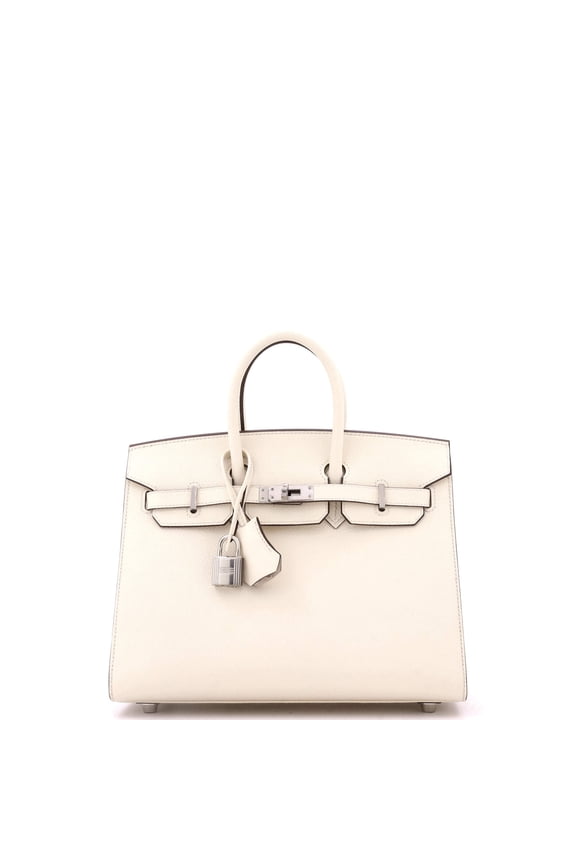 Pre-Owned Birkin Sellier Bag Light Epsom with Palladium Hardware 25 By Rebag