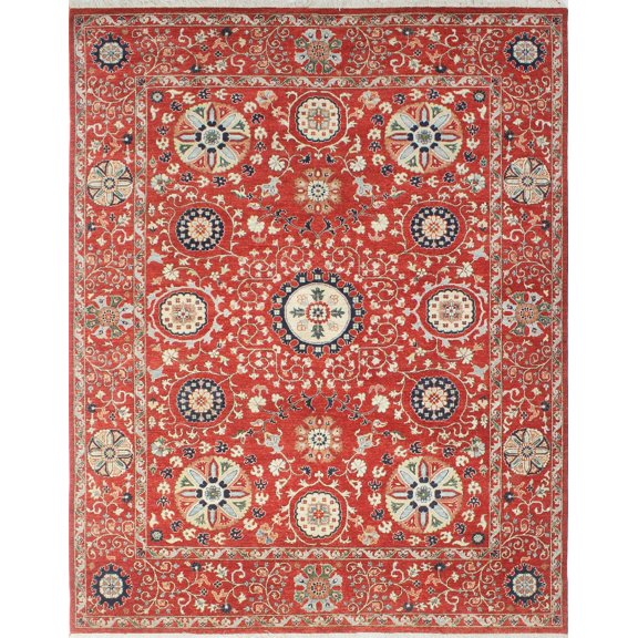 Aria Hadia Rust/Blue Rug, 7'11" x 10'2"