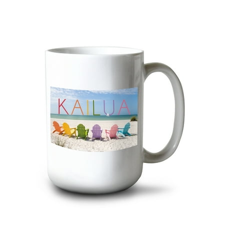 

15 fl oz Ceramic Mug Kailua Hawaii Colorful Beach Chairs Dishwasher & Microwave Safe
