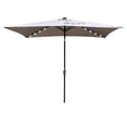 thumbnail image 3 of Solar Umbrellas, 10 x 6.5FT Patio Umbrellas with 26 LED Lights, Rectangular Outdoor Umbrellas with Crank and Push Button Tilt Adjustment, Table Market Umbrella for Garden Backyard Pool, Medium Grey, 3 of 7