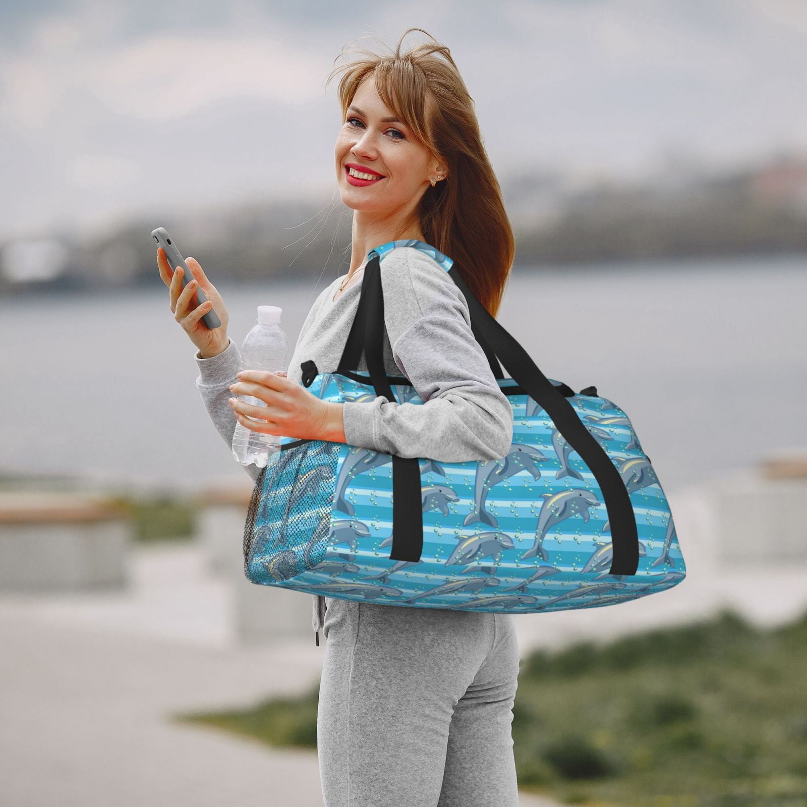 Horeoi Dolphin for Travel Duffle Bag with Adjustable Strap - Large Capacity Hand Carry for Gym Sports Outdoor
