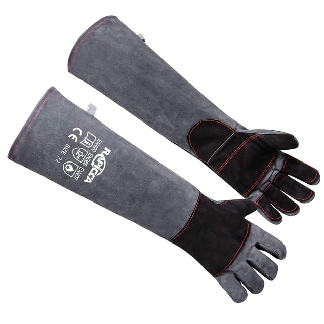 Guantes RAPICCA para manipulación de animales, piel a prueba de mordeduras, 22 cm, color gris