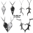 thumbnail image 2 of collares de moda 2023 mujer colgantes one piece gargantilla mujer Accesorios góticos Vintage para mujeres, parejas, collar a juego, Blanco, Negro, dragón, colgante de corazón con alas, Hip-hop, Punk,, 2 of 4