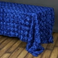 thumbnail image 2 of BalsaCircle Raised 90" x 156" Satin Rectangle Tablecloth Rosette Floral Royal Blue, 2 of 8