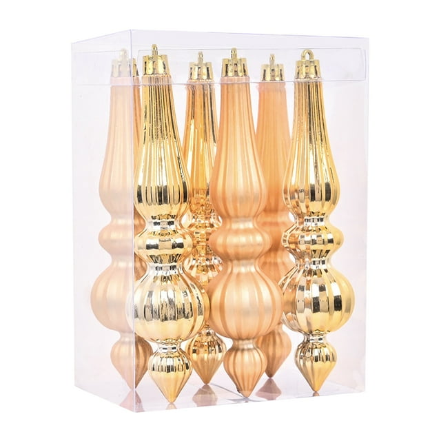 Christmas Decorations 6Pcs Christmas Ornaments Set Conical Shape Plastic Christmas Finial Drop Christmas Ornaments Xmas Hanging Pendants Christmas Tree Ornament Christmas Decor