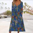 thumbnail image 2 of Edvintorg Dresses For Women 2024 Plus Size Clearance Fashion Printing V-Neck Long Sleeve Button Casual Loose Dress Shirt Ladies Midi Dress With Pocket, 2 of 3