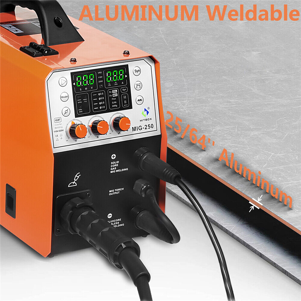 HITBOX 4-in-1 Aluminum MIG and Stick Welder, 250A 110V/220V Portable MAG/Lift TIG Welding Machine