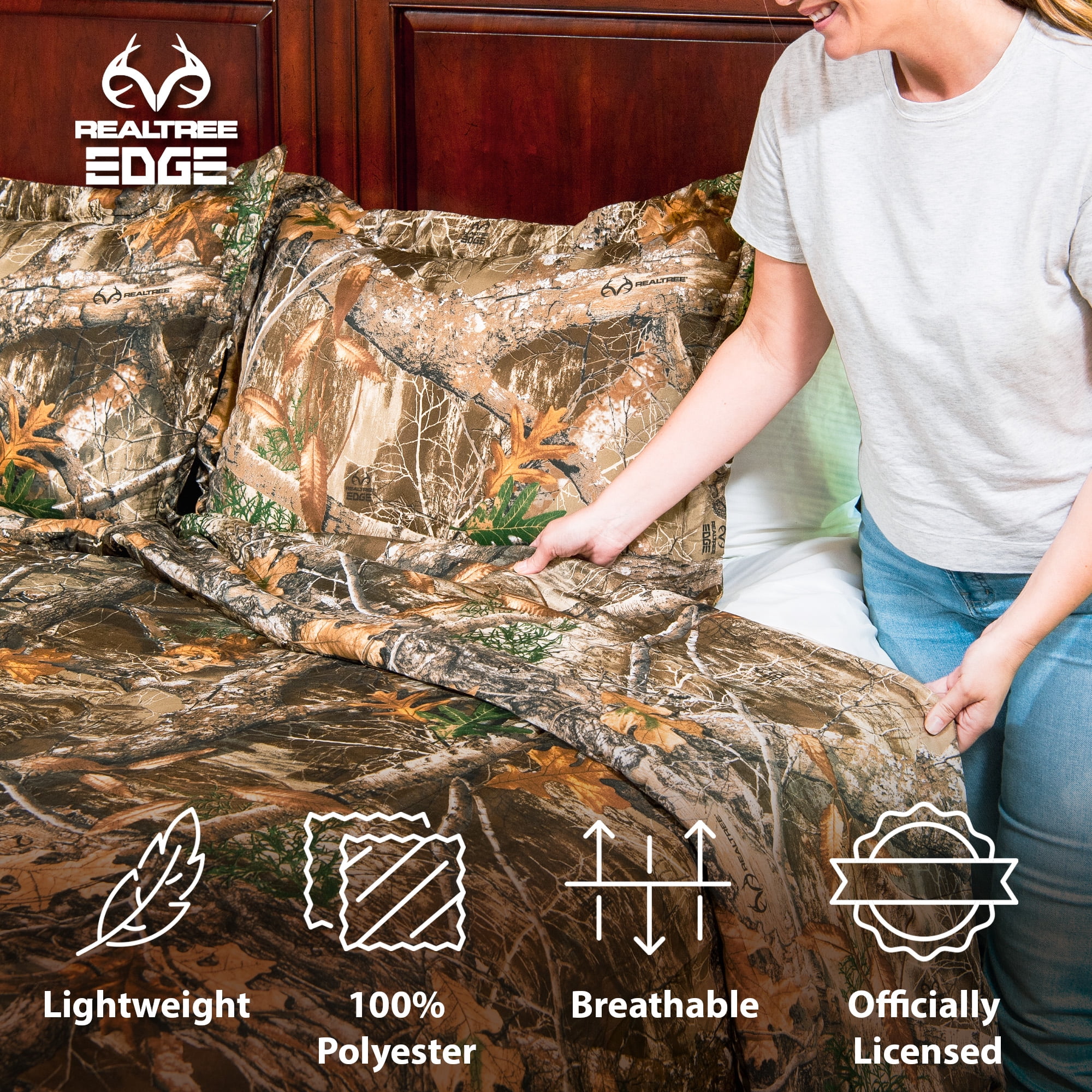 Realtree Edge Twin Bedding Set, Includes Comforter and Shams