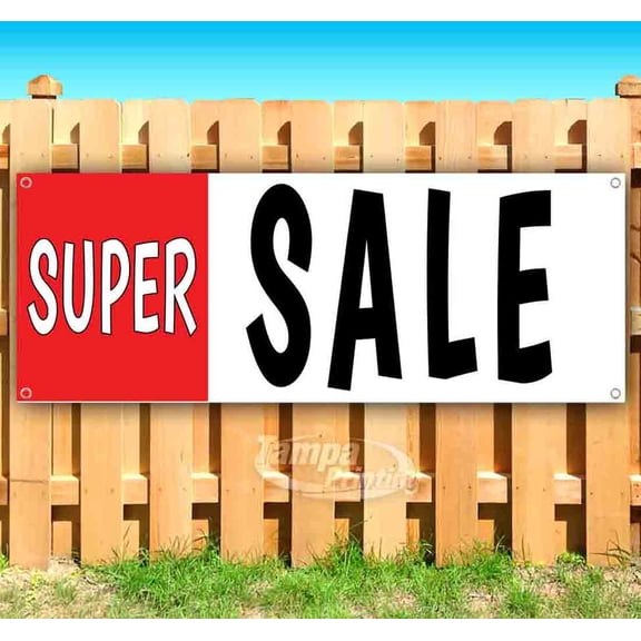 Super Sale Red & White 13 oz Vinyl Banner With Metal Grommets