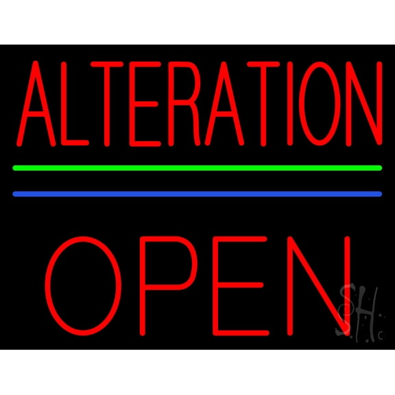 Red Alteration Block Open LED Neon Sign 15" Tall x 19" Wide - inches, Black Square Cut Acrylic Backing, with Dimmer - Bright and Premium built indoor LED Neon Sign for Storefront.