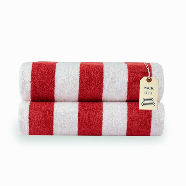 Toallas de Playa LANE LINEN Grandes 100% Algodón Paquete de 2 Rojas