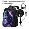 thumbnail image 2 of Balery Feathered Wolf Mochila con carga USB para hombre y mujer - Mochila impermeable y antirrobo para laptop con puerto USB para viajes, trabajo, 2 of 7