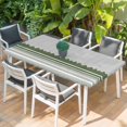 thumbnail image 2 of Dark Green Striped Table Cloths for 4 Foot Rectangle Tables, Abstract Modern Geometric Stripes Patio Waterproof Elastic Fitted Tablecloths, Washable Rectangular Table Cover for Camping, 2 of 8