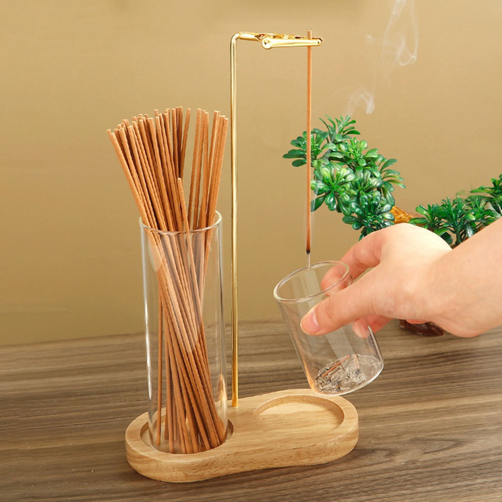 2 in 1 Floating Incense Holder with Storage Glass Tubes and Metal Butterfly Clip