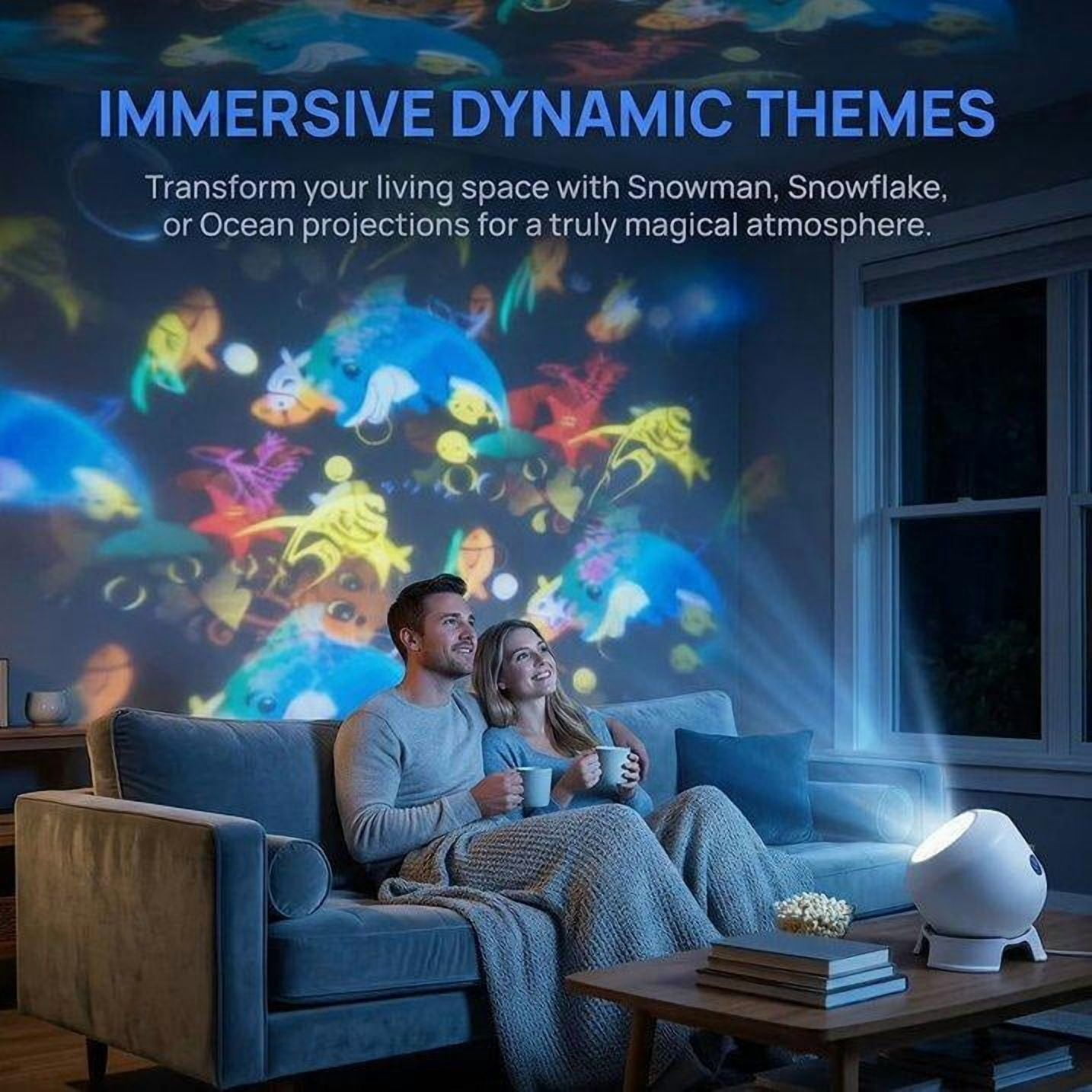 Dynamic 360° Rotating Ocean Wave LED Projector Night Light – 5D Holographic Effect, Adjustable Brightness, USB Powered For Bedroom, Home Theater & Relaxation