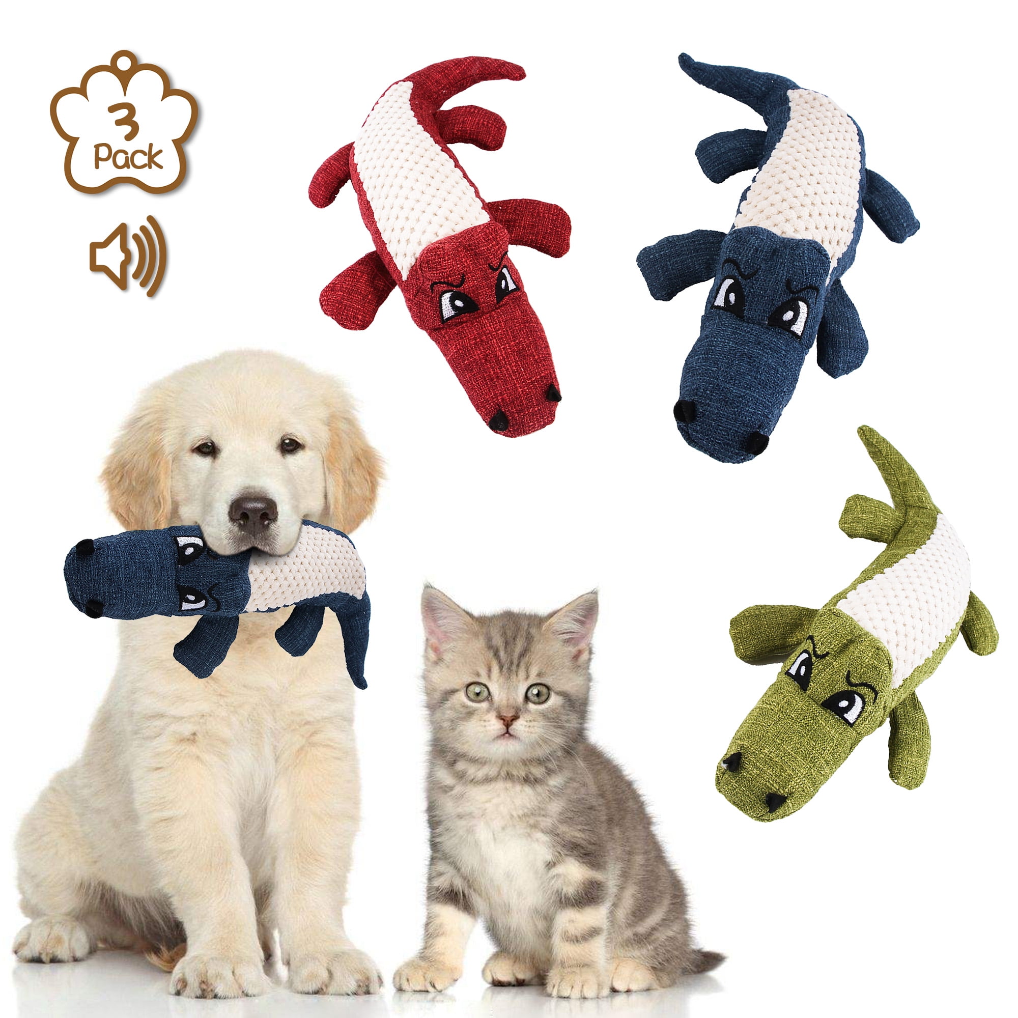 Kepooman Dog No Stuffing Plush Squeaky Toys for Small Medium Large Dog, Durable Dog Cute Animals Chew Toys for Teething Pet, Set of 3 Kepooman Dog No Stuffing Plush Squeaky Toys for Small Medium Large Dog, Durable Dog Cute Animals Chew Toys for Teething Pet, Set of 3