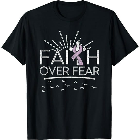Testicular Cancer Faith over Fear Light Purple Ribbon T-Shirt Tee