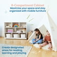 thumbnail image 3 of ECR4Kids 8-Compartment Mobile Storage Cabinet, Elementary, Classroom Furniture, White Wash, 3 of 9