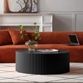 thumbnail image 4 of Sleek Modern Black MDF Round Coffee Table (35.4" Dia) with Artistic Relief Design - No Assembly Required, Durable & Chic Living Room Furniture, 4 of 6