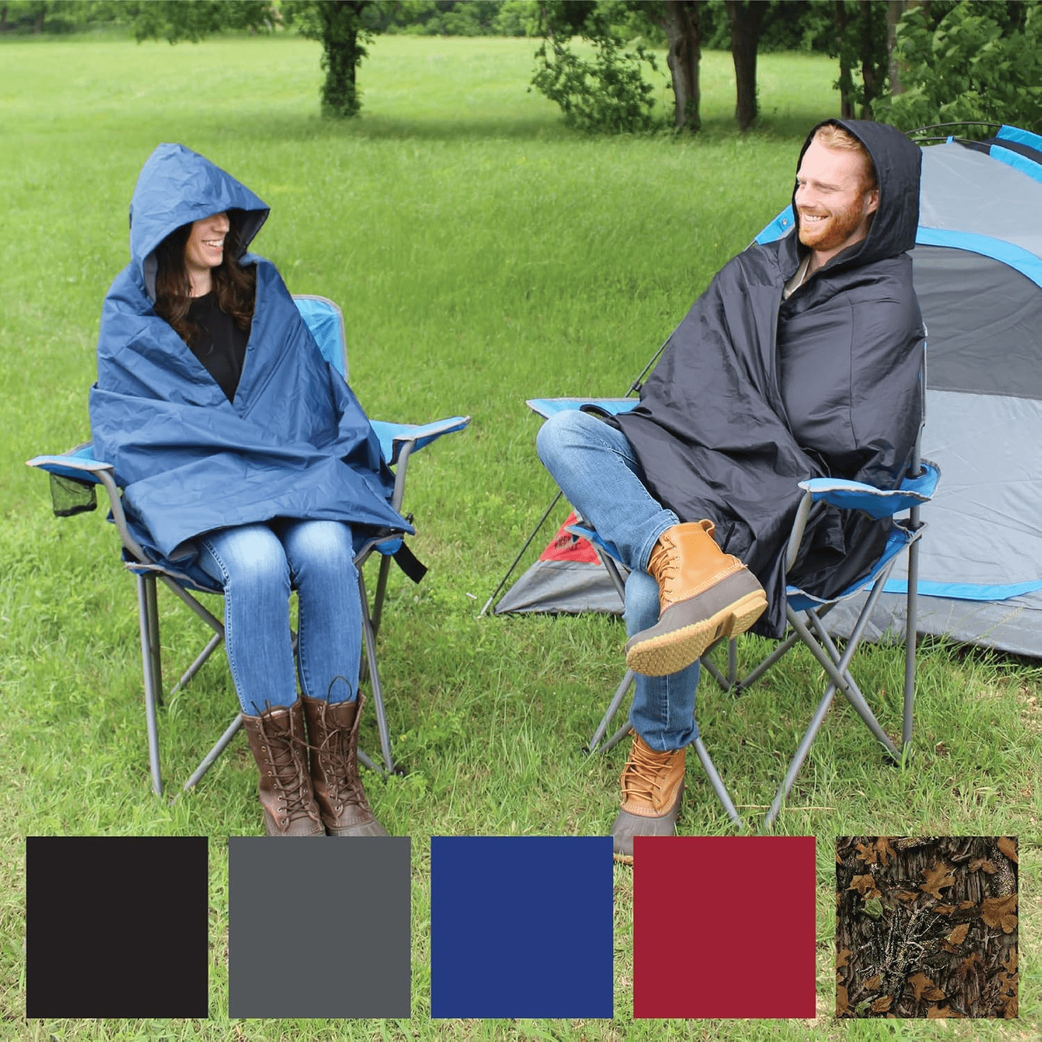 WOLF Essentials Anywear Hooded Cushion Outdoor Blanket 56 x107