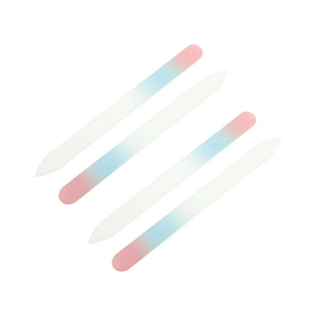 Herramienta de Lima de Uñas Multifuncional de Vidrio de Doble Color de 4 Pcs de Bargains Únicos Naranja Rosa Azul Cielo Gradiente