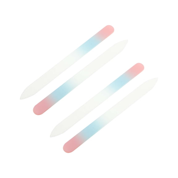 Unique Bargains Dual-Color Glass Multifunctional Nail File 4 Pcs Orange Pink Gradient Blue