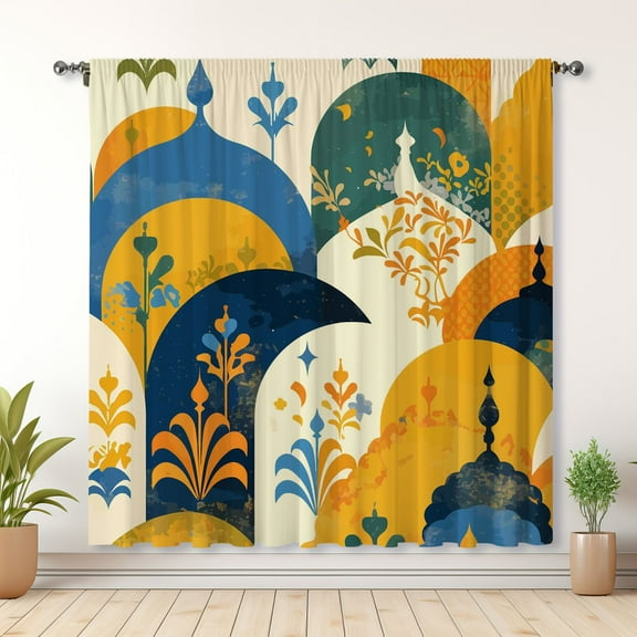 Boho Style Curtains, Castle Print Curtains, Bedroom Blackout Curtains, Suitable For Living Room Bedroom Decoration(Rod pocket)