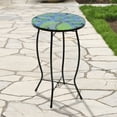thumbnail image 2 of Northlight 19" Blue and Green Peacock Glass Patio Side Table, 2 of 4