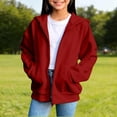 thumbnail image 5 of ZOYOEN Girls Hoodie with Pocekts- Casual Zip Up Lightweight Loose Fit Long Sleeve Kids Fall Jacket Red Size 6, 5 of 6