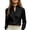 Black, variant on Petite Womens Tops V-Neck Flared Pleated Detail Long Sleeve for Work Loose Fit Tees Tops Green S