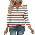 thumbnail image 2 of Elvqul Pullover Tops for Women Shirts V Neck Loose 3/4 Sleeve Striped Juniors Tops Comfortable, 2 of 7