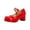 #0014-Red, variant on Women's Mary Jane Shoes Platform Chunky Heel Pumps for Women Ankle Strap High Heel Mary Janes Square Closed Toe Leather Suede Dress Shoes Party Event Office Prom Gift