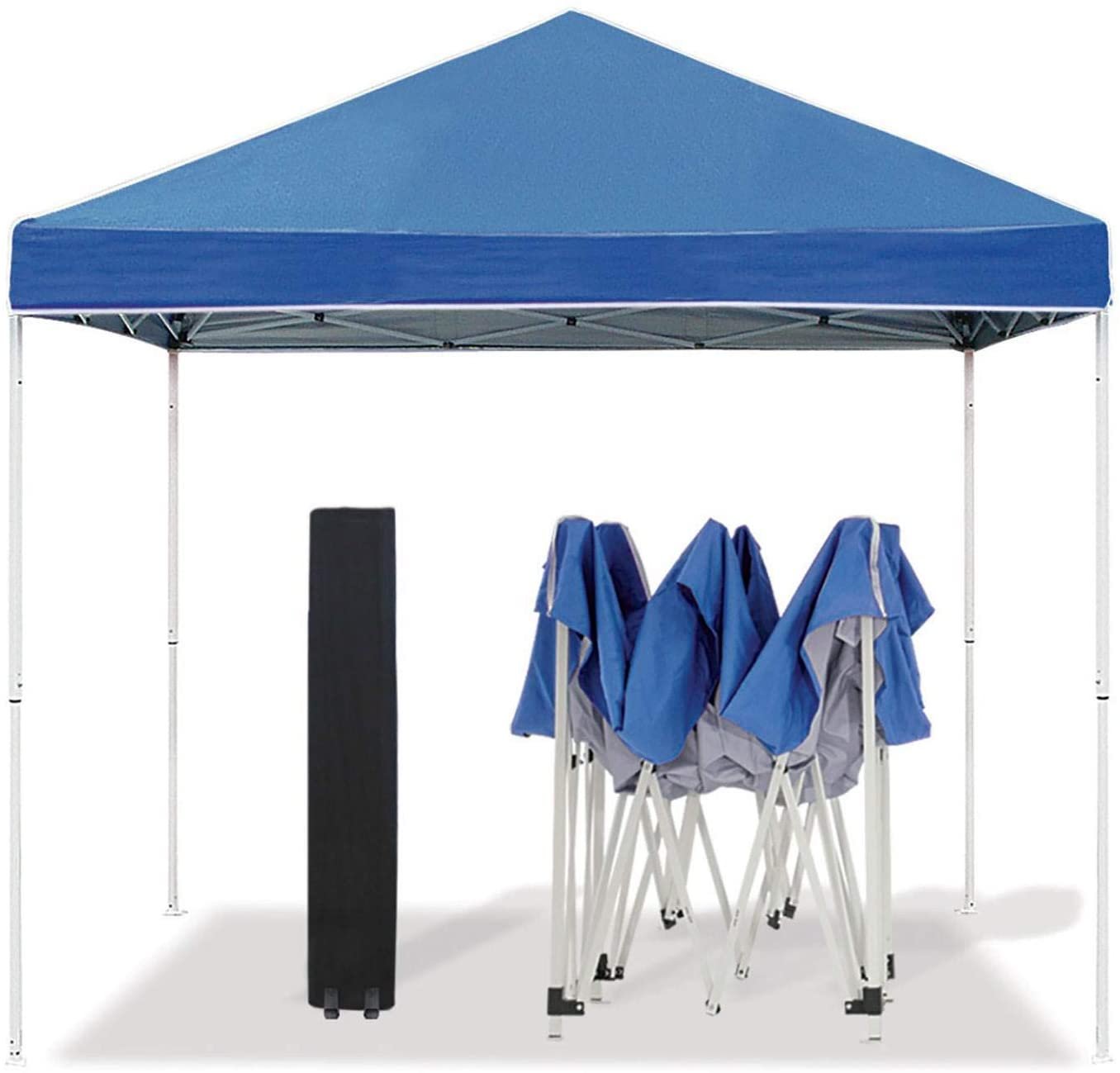Z-Shade 10 x 10 Foot Everest Instant Canopy Outdoor Camping Patio Shelter with Reliable Stakes, Steel Frame, and Roller Bag, Blue