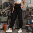 thumbnail image 4 of Pantalones bombachos informales con cordones y cintura alta sueltos de Color sólido para mujer a la moda Fridja  hfkajh101753, 4 of 6