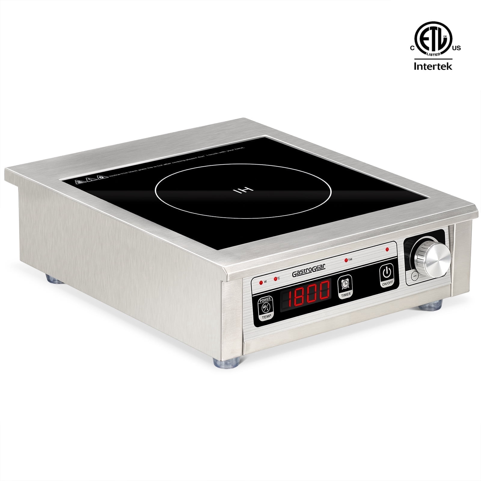 GastroGear 1800W 100V-185V Commercial Grade Induction Cooktop ETL-Certified Portable Electric Stove Countertop Burner with 9 Inch Heating Coil Hot Plate Electric Stove for Faster Cooking