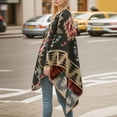 thumbnail image 5 of Women's Reversible Poncho Shawl Wrap Warm Winter Cape with Geometric Pattern Elegant and Stylish, 5 of 5