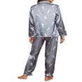 thumbnail image 4 of EIMELI Ensemble de Pyjamas pour Femmes en Satin de Soie, Tenue de Nuit Boutonnée, Pyjamas pour Dames, Pyjama à Imprimé Léopard, Tenue de Sommeil 2 Pcs, Ensemble de PJ, 4 of 5