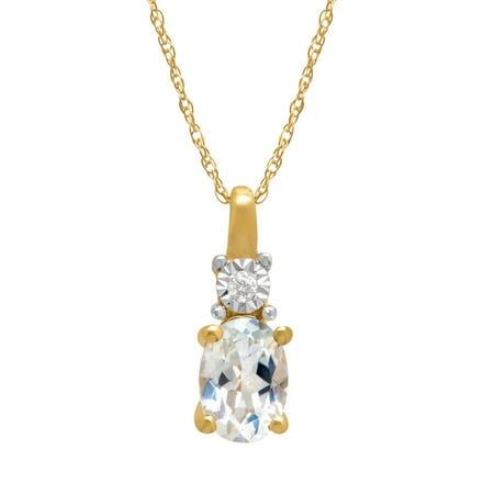 7/8 ct Natural White Topaz Pendant Necklace with Diamond in 10kt Gold