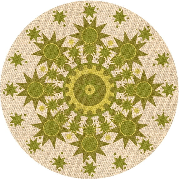 Ahgly Company Indoor Square Patterned Khaki Gold Area Rugs, 3' Square
