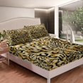 thumbnail image 4 of Leopard Print Queen Size Bed Sheets Set,Brown Black Sheet Set for Women Men,Safari Animal Skin Sheets,Wildlife Flat Fitted Sheet with 2 Pillowcases Bedroom Decor, 4 of 5