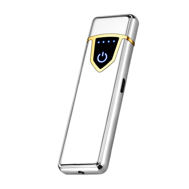 Silver Usb Rechargeable Electric Lighter Arc Plasma Flameless Design Windproof And Safe For Indoor Outdoor And Survival Use