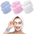 thumbnail image 4 of Conjunto combinado de banda para el cabello con banda para la muñeca lavable de vellón coral y banda para el cabello con giro tipo spa, accesorios para el cabello, 4 of 4