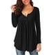 thumbnail image 1 of Camiseta de mujer con cuello en V, blusa abotonada, túnica lisa, manga larga o manga corta, 1 of 5