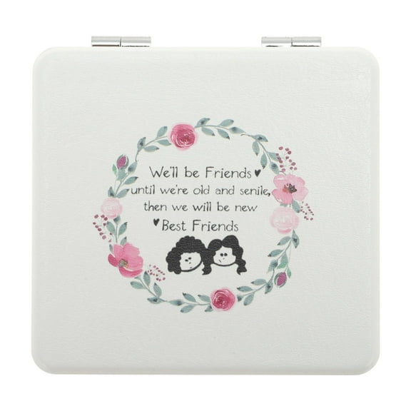 Unique Bargains 1 Pc Women Durable Square Shape Handheld Mirror for Travel White Glass