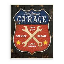 Stupell Industries Full Service Garage Sign Rustic Americana Highway Symbol Country Painting Unframed Art Print Wall Art, 10 x 15, Design by Jennifer Pugh